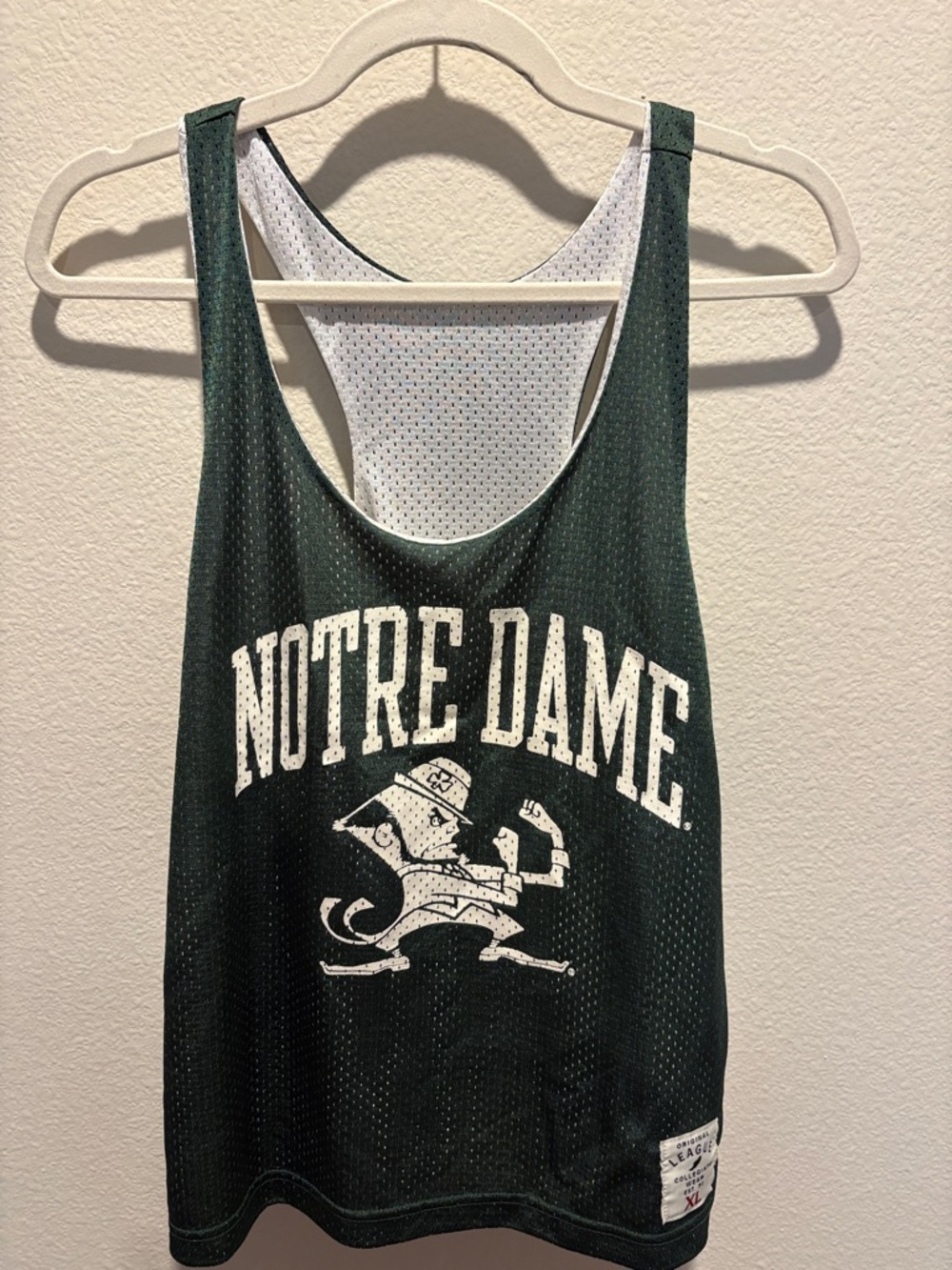 Original League Notre Dame Green and white Mesh Muscle Tee - Picture 2 of 5